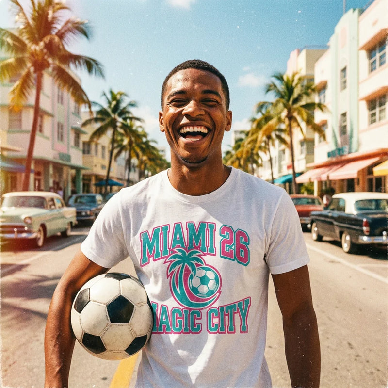 Retro Miami '26 'Magic City' Soccer Tee - Premium World Cup Fan Apparel